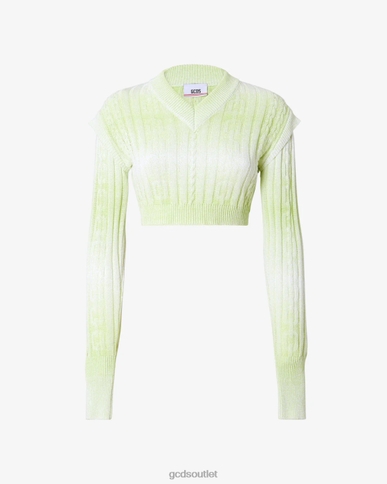 Women GCDS Braids Crop Top Lime 0FVX326