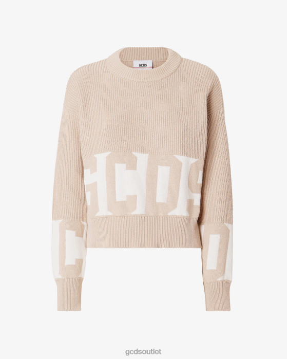 Women GCDS Cotton Low Band Sweater Beige 0FVX332