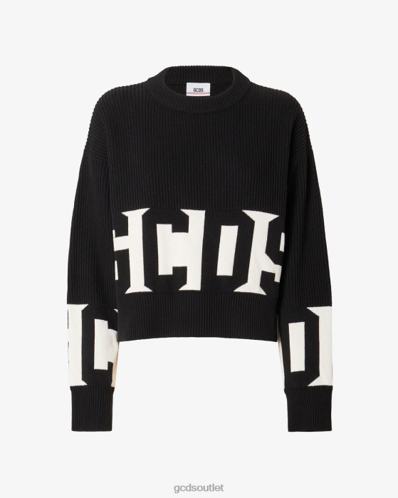 Women GCDS Cotton Low Band Sweater Black 0FVX331