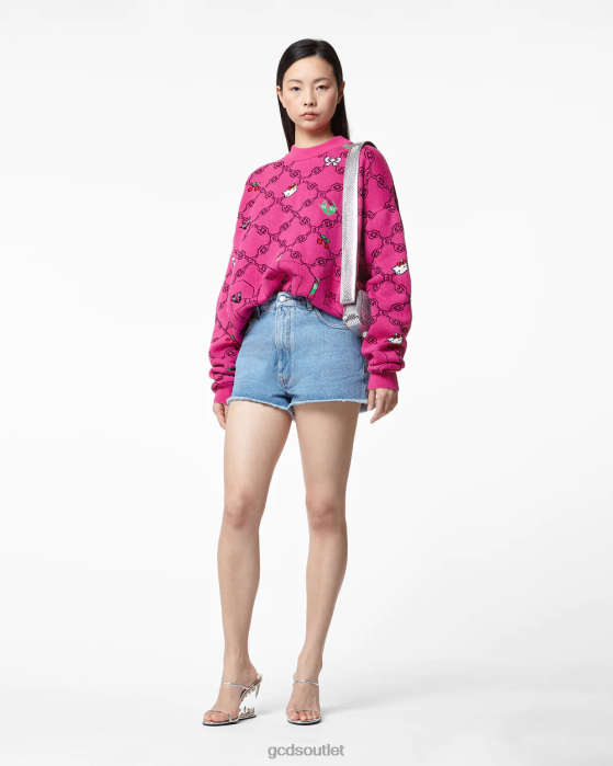 Women GCDS Hello Kitty Jacquard Sweater Fuchsia 0FVX335