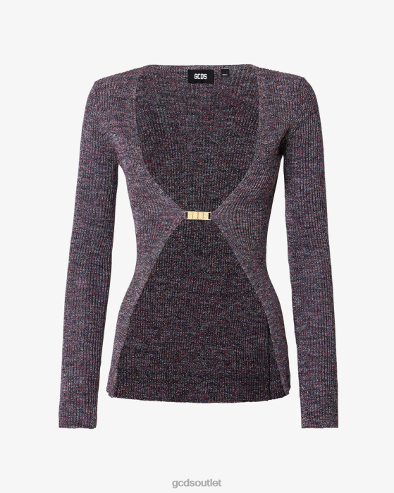Women GCDS Lurex Melange Logo Clip Cardigan Multicolor 0FVX337