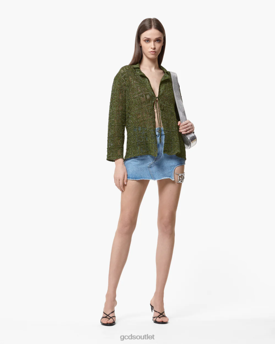 Women GCDS Monogram Macrame Shirt Military Green 0FVX323
