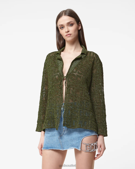 Women GCDS Monogram Macrame Shirt Military Green 0FVX323