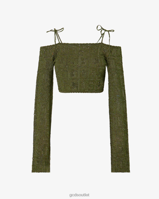 Women GCDS Monogram Macrame Sweater Military Green 0FVX324