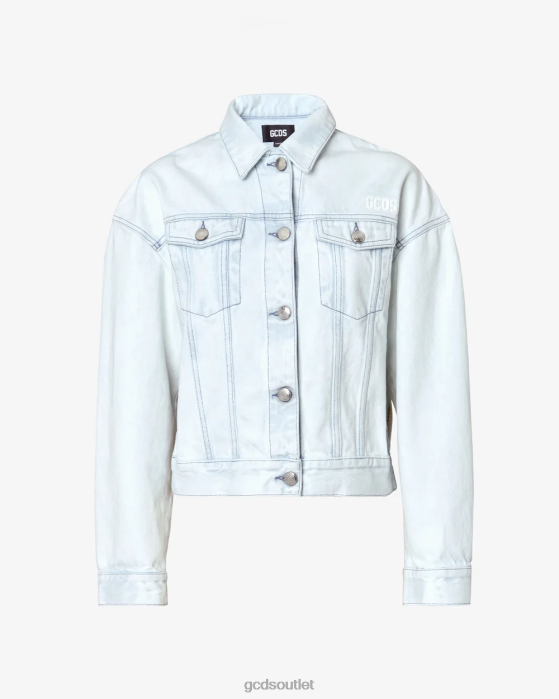 Women GCDS Bling Denim Jacket Off White 0FVX320