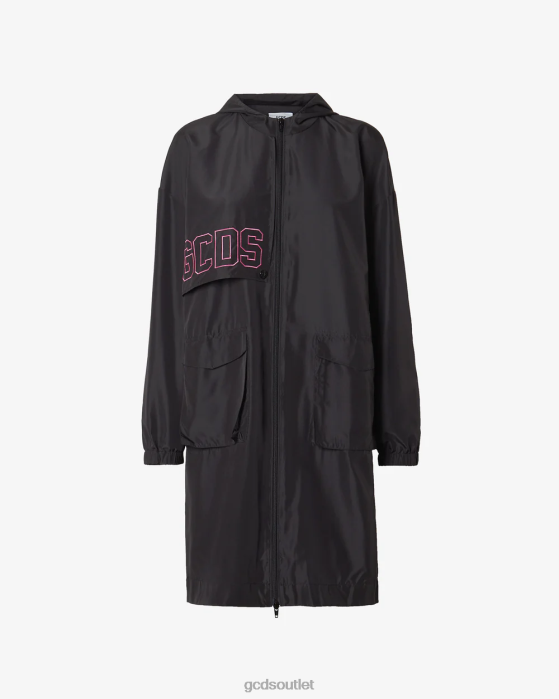 Women GCDS Heart Long Parka Black 0FVX321