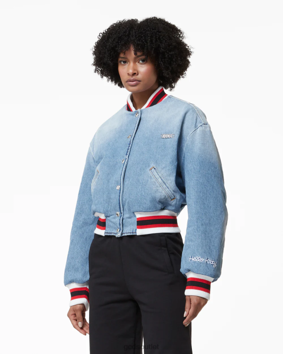 Women GCDS Hello Kitty Denim Bomber New Light Blue 0FVX319