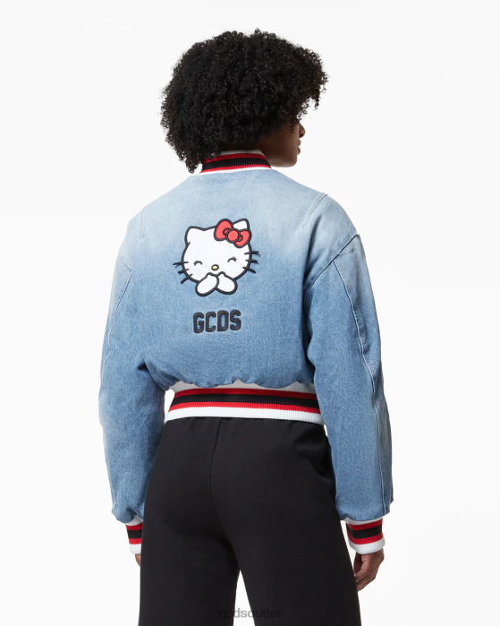 Women GCDS Hello Kitty Denim Bomber New Light Blue 0FVX319