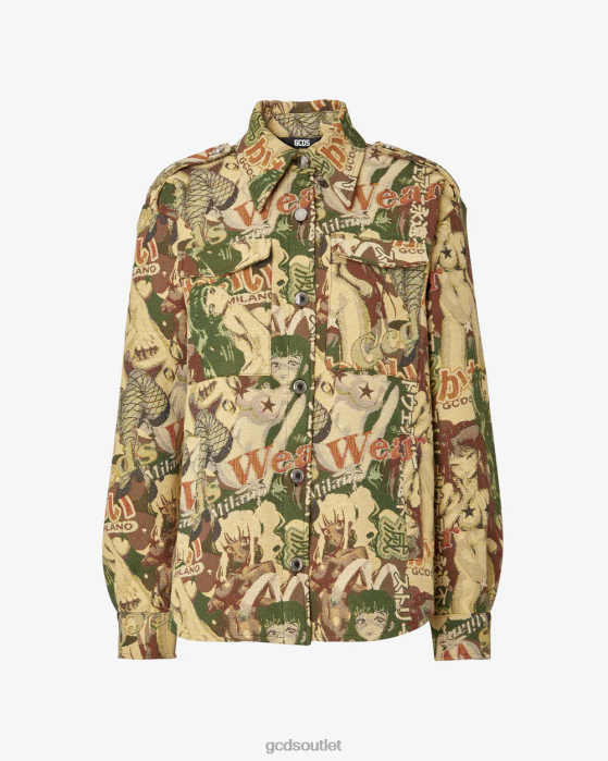 Women GCDS Hentai Overshirt Military Green 0FVX313