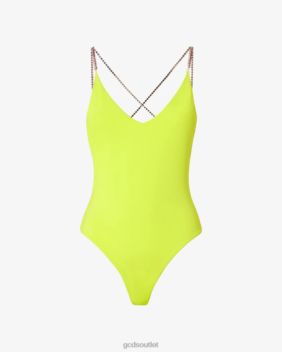 Women GCDS Bling Swimsuit Lime 0FVX480