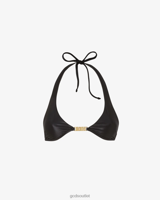 Women GCDS Metallic Logo Clip Bikini Bra Black 0FVX483