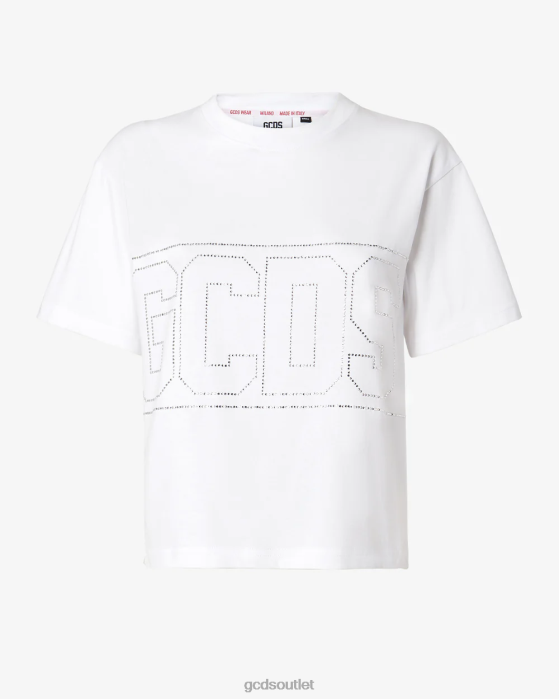 Women GCDS Bling Logo T-Shirt White 0FVX358