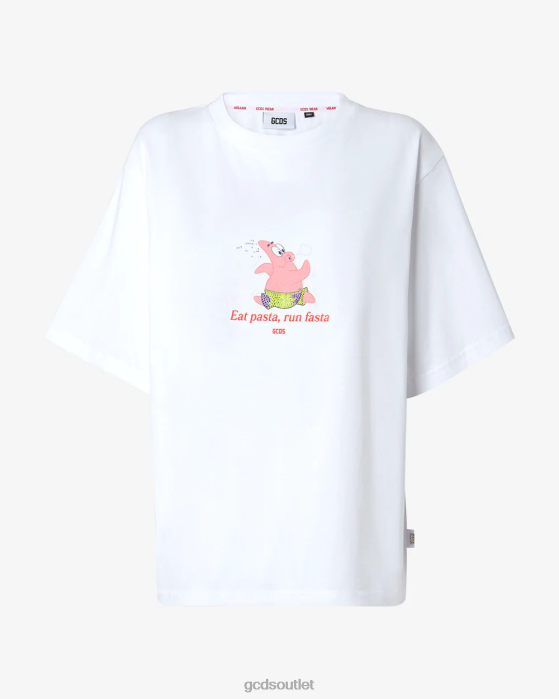 Women GCDS Spongebob Patrick Eat Pasta T-shirt White 0FVX359