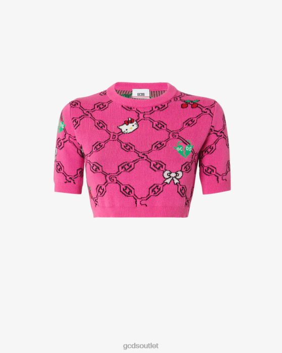 Women GCDS Hello Kitty Jacquard Top Fuchsia 0FVX381