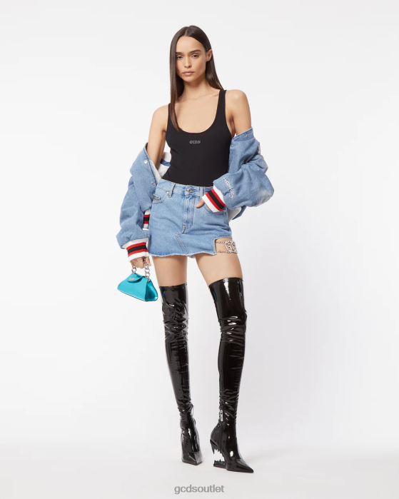 Women GCDS Jersey Bodysuit Black 0FVX385