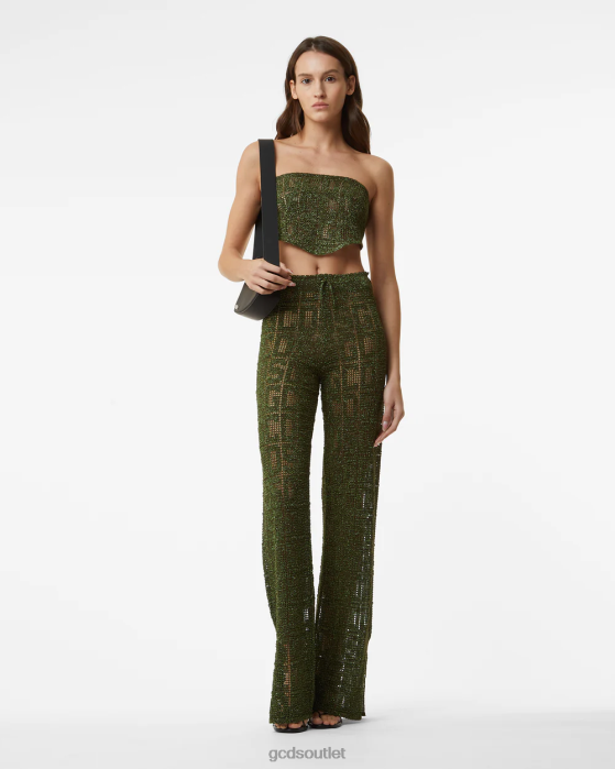 Women GCDS Monogram Macrame Mini Top Military Green 0FVX369