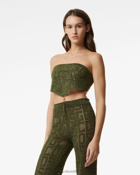 Women GCDS Monogram Macrame Mini Top Military Green 0FVX369