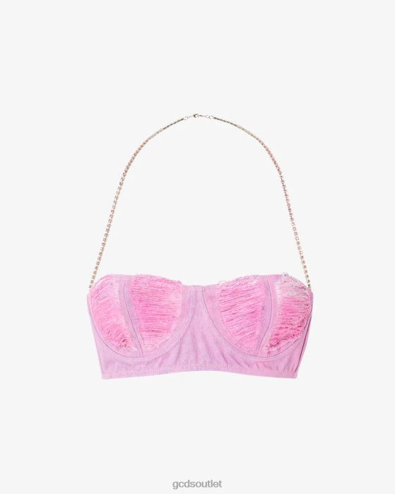 Women GCDS Ribbed Denim Bra Pink 0FVX375
