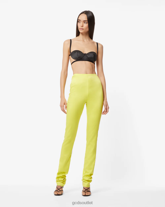 Women GCDS Bling Glossy Skinny Trousers Yellow fluo 0FVX442