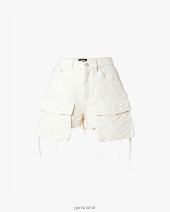Women GCDS Canvas Monogram Shorts Off White 0FVX459