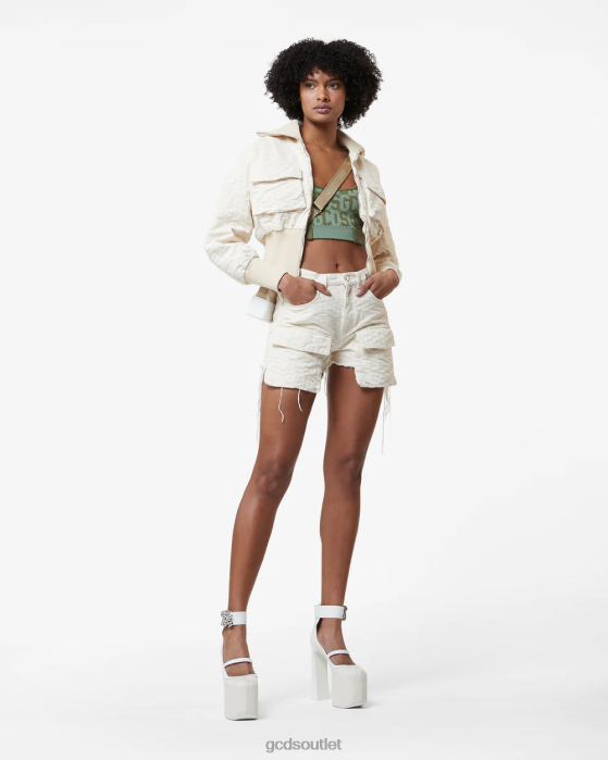 Women GCDS Canvas Monogram Shorts Off White 0FVX459