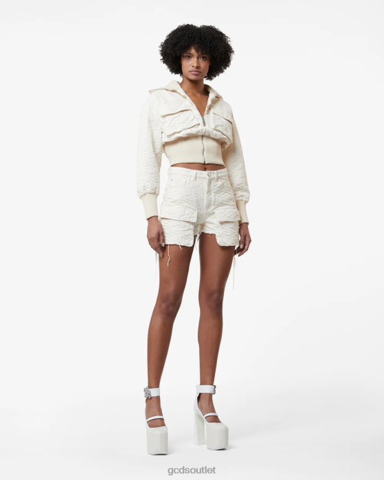 Women GCDS Canvas Monogram Shorts Off White 0FVX459