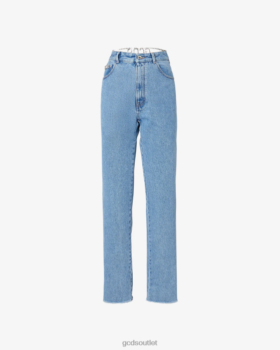 Women GCDS Choker Denim Trousers New Light Blue 0FVX447