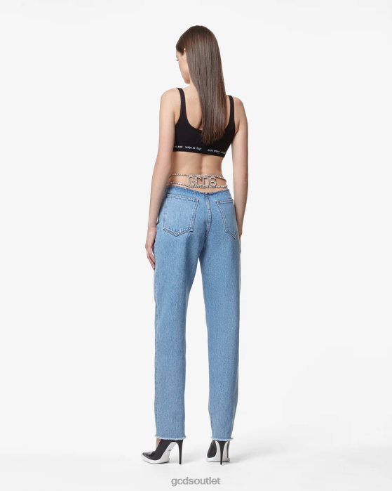 Women GCDS Choker Denim Trousers New Light Blue 0FVX447