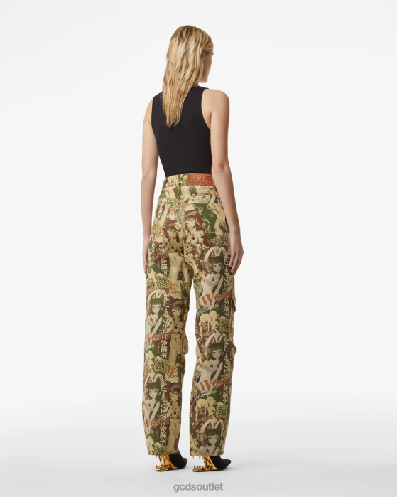 Women GCDS Hentai Cargo Trousers Military Green 0FVX444