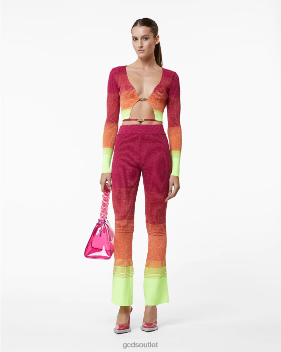 Women GCDS Lurex Degrade Knit Trousers Fuchsia 0FVX437