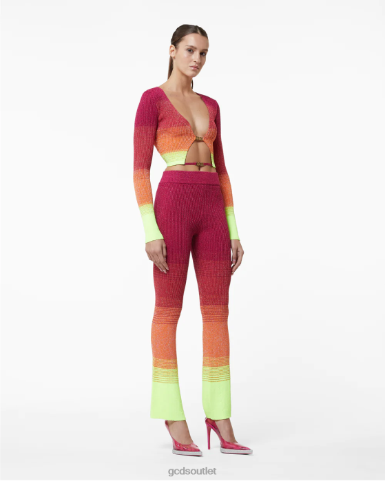 Women GCDS Lurex Degrade Knit Trousers Fuchsia 0FVX437