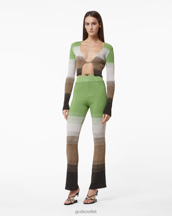 Women GCDS Lurex Degrade Knit Trousers Military Green 0FVX435