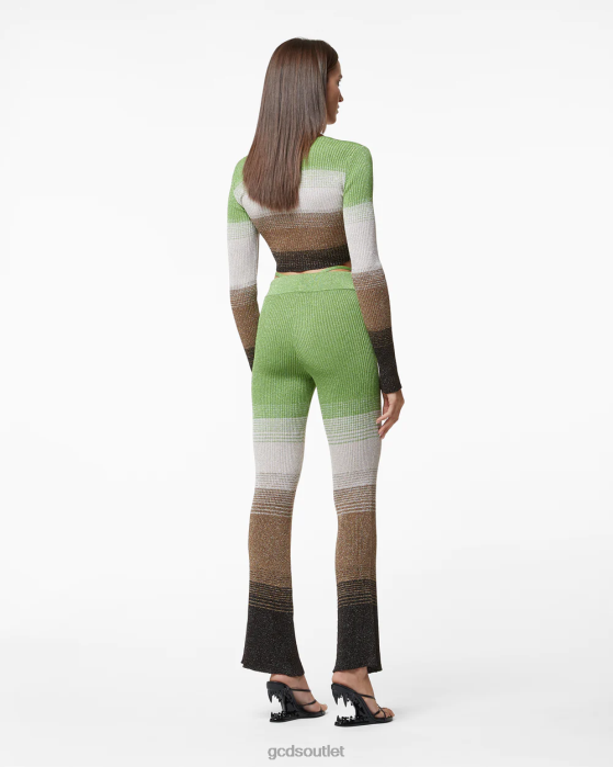 Women GCDS Lurex Degrade Knit Trousers Military Green 0FVX435
