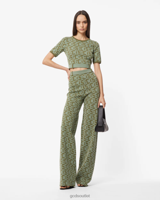 Women GCDS Matilda Monogram Trousers Military Green 0FVX440