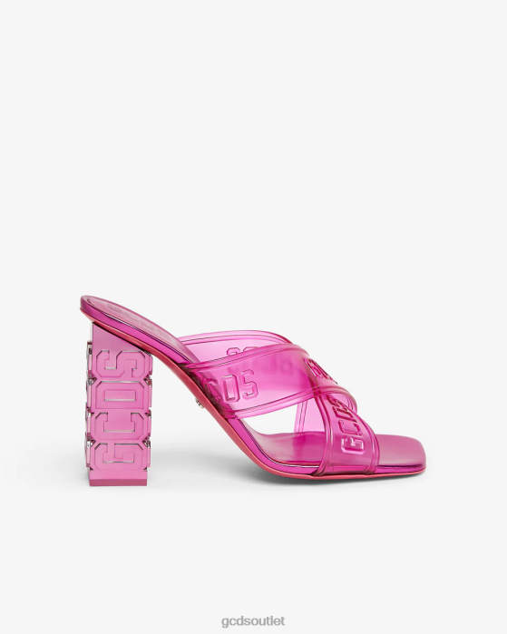 Women GCDS Transpallic Criss-Cross High Sandal Fuchsia 0FVX511